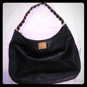 Tory Burch black slouch leather tote